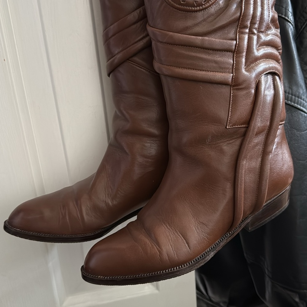 VINTAGE boots Made in Italy western style leather cowboy size 5 - Picture 6 of 7